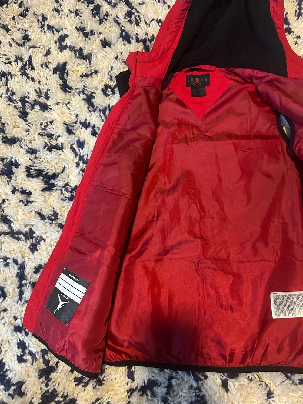 Jordan Black & Red Hooded Sherpa Vest